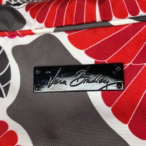 Vera Bradley Large Essential Canvas Backpack in red pink black floral bursts - Picture 6 of 9